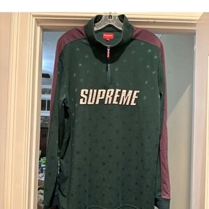 Supreme Olive and Burgundy Star Zip Pullover